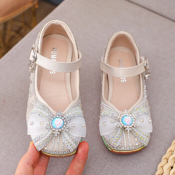 牧童牛女童水晶鞋公主鞋2023新款春季女中大童软底演出鞋宝宝米白29