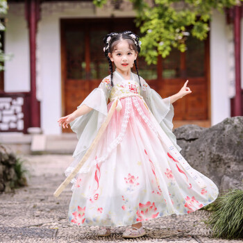 她戏汉服女童夏季薄款中国风儿童超仙唐装襦裙女孩古风连衣裙2023新款