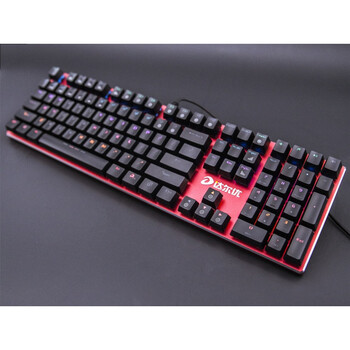 达尔优机械键盘108键全粉色ck533网吧游戏电竞光轴青轴防水有线红色ck