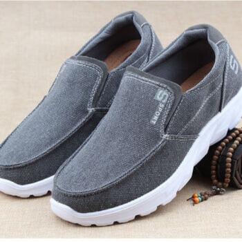 谨溯甄选特大号超大码中老年办公室鞋老头鞋懒汉鞋老北京布鞋宽脚灰色