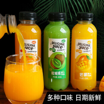 妙趣友（MIAOQUYOU） 果汁饮料 整箱批发橙汁芒果汁猕猴桃汁大瓶装家庭聚餐年会饮品 三种口味混装【6瓶】