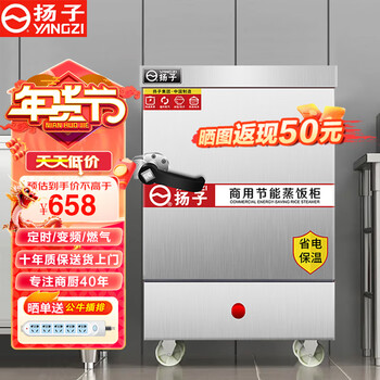 扬子（YANGZI）蒸饭柜商用蒸饭车蒸箱食堂蒸柜饭堂智能蒸饭机小型家用燃气蒸炉液化气煤气蒸包炉包子机 标准用电款 标准大6盘【可供约100人】