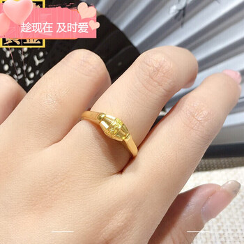 老凤祥款式古法金戒指女款实心时来运转可转动黄金指环足金999足金