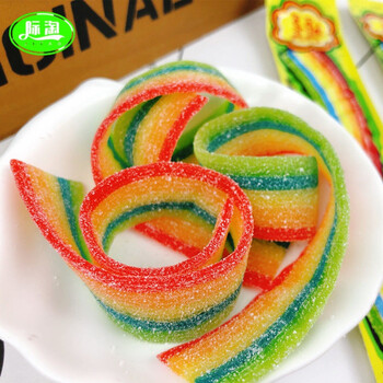 糖果啫喱糖彩虹缤纷果味糖万圣节搞怪创意零食16包酸酸哒酸糖果条散装