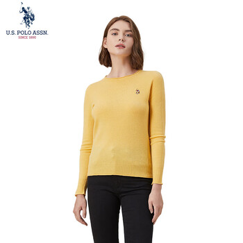 U.S. POLO ASSN.保罗针织衫秋冬季长袖T恤保暖羊毛衫打底衫时尚百搭 黄色003【圆领】 L