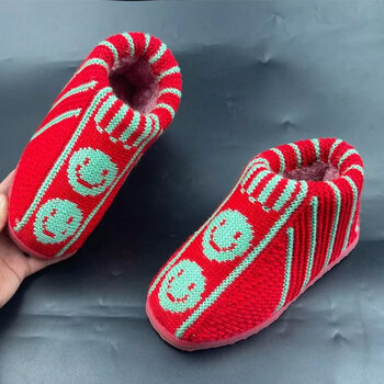 hwdcbyg2022手工毛线编织鞋毛鞋儿童卡通棉鞋棉花拖鞋价成品男女冬天