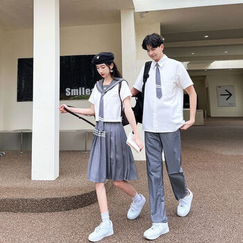 疾奔jk裙学生裙全套情侣装2023夏季新款甜美学院风制服初高中生毕业男