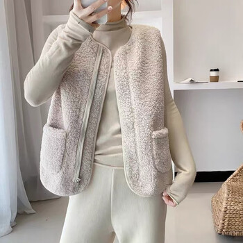 狼爪痕迹羊羔绒马甲女皮毛一体坎肩2023秋冬新款韩版背心百搭时尚毛绒外套 米白（马-甲） 3XL【建议105-120斤】