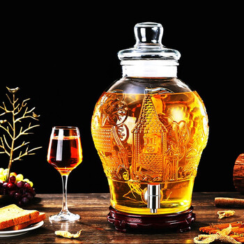 真之靓泡酒玻璃瓶带龙头10斤加厚密封酒罐家用酒坛子透明酿酒瓶钢龙头