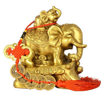 宏图好运大象摆件招财风水象纯铜客厅装饰品一对卧室纳福b款小号纳福