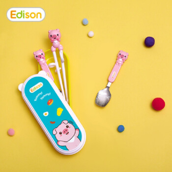 Edison爱迪生儿童餐具套装：粉红猪款式，安全耐久，有效锻炼宝宝持握技能|手机京东怎么看儿童餐具历史价格走势