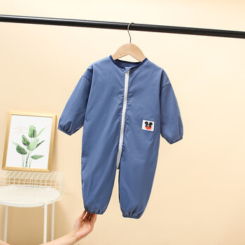 儿童婴儿反穿罩衣反穿连体衣宝宝拉链全身防水防脏爬行爬爬服外穿