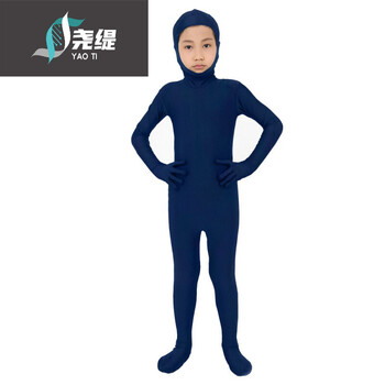 开脸体操连体衣男孩女孩舞蹈动漫演出服全包露脸隐形衣紧身衣2022 藏