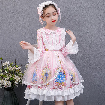 圣闲女童裙子2022春款洛丽塔公主裙百变公主lolita裙子粉色裙120码