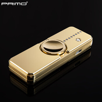 PRIMO打火机 指尖陀螺打火机充电 防风火机创意USB点烟器亮金