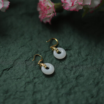 老凤祥银平安扣耳环女耳钉2023年新款潮复古耳节日礼物送女友 平安扣