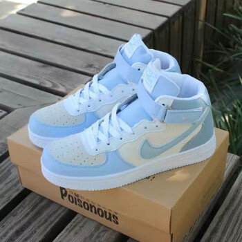 空军一号2023新款女鞋低帮板鞋百搭小白鞋男女学生情nike 高帮云雾蓝