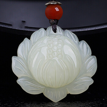 和田玉白玉莲花吊坠 男女款新疆天然玉石玉佩荷花清廉挂件玉佩礼 款式