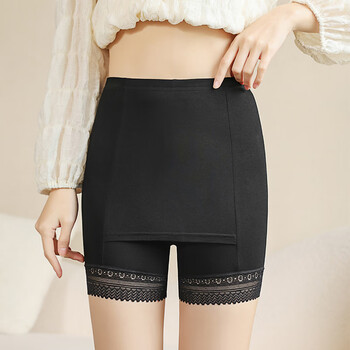 安全裤女防走光夏季薄款遮挡三角区不卷边蕾丝大码打底裤 黑色一条装