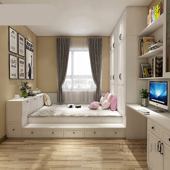 衣柜一体卧室塌塌米兔宝宝榻榻米定制简约整体书柜卧室衣柜衣帽间鞋柜