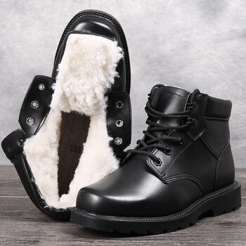 冬季纯羊毛男作战靴保暖马丁靴加绒加厚棉靴雪地靴羊毛款40