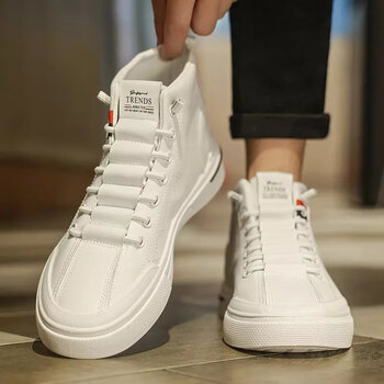 欧文迪库aj男鞋小白鞋男透气时尚秋冬季新款男士板鞋白色高帮鞋子男款