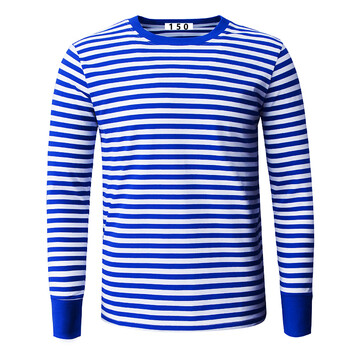 陆战队海军t恤海魂衫男长袖蓝白tt恤全纯棉圆领横条纹俄罗斯水手服