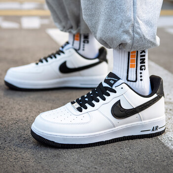 aj高帮黑白熊猫情侣板鞋秋冬纯原空军一号篮球鞋 afk-1白黑 36