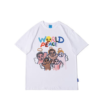 维络斯亿万少年涂鸦手绘卡通天使短袖t恤女情侣装夏装小众国潮半袖t