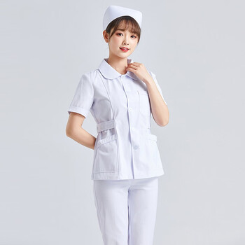 2022新款护士服短袖女分体套装圆领短款短袖牙科口腔薄款两件套工作服