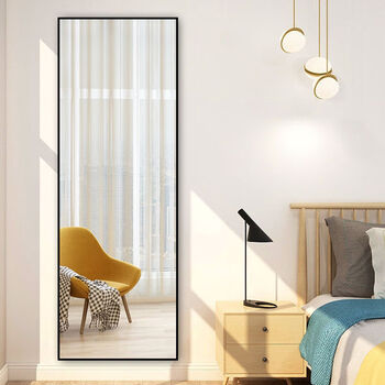 免打孔试衣镜壁挂铝合金网红全身镜直角合金边框黑3080壁挂半身镜