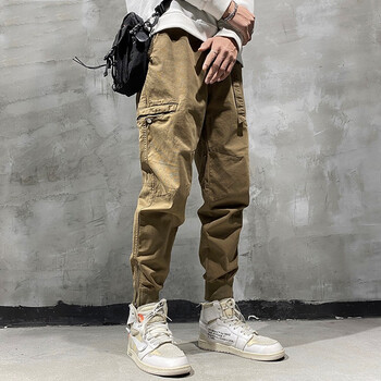 古先森束脚工装裤男宽松春秋季男士休闲裤加肥加大潮流日系哈伦裤胖子