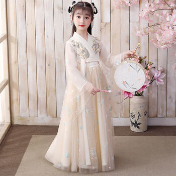 洛童欧汉服女童春夏儿童民族服装仙气小孩古风女装超仙小女孩10岁中国