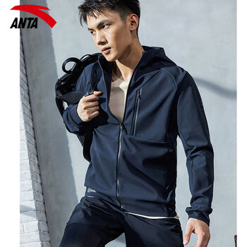 安踏外套男连帽2022春季休闲男装夹克官方旗舰运动服上衣基础黑175l
