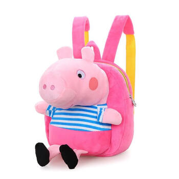 小猪佩奇书包幼儿园135岁儿童宝宝可爱毛绒双肩包男女孩小背包玫红色