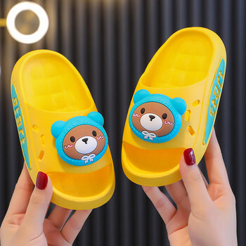 玛卡亚米2024儿童拖鞋男女312岁大中小孩可爱宝宝卡通小熊夏凉拖黄色