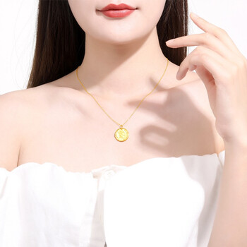 庆怡珠宝999足金女王牌黄金吊坠女款欧美风格金圆形金坠子3d硬金小