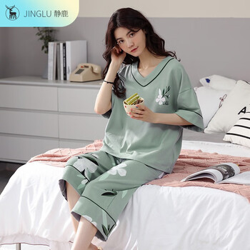 享受优雅自然的美好时光——静鹿夏季七分裤女士宽松大码睡衣套装价格走势与评测