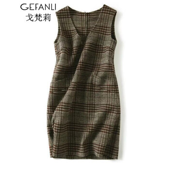 戈梵莉连衣裙新品2021新款女装秋冬气质两件套套装裙大码显瘦性感毛呢轻熟裙中长女士春秋打底裙2223 图片色 S(建议100斤以下)