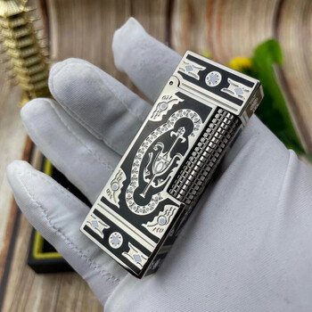 英国dunhill登喜路打火机铜贵金属朗声气体火石礼品男 潮流黑银 火石