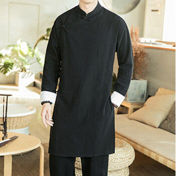 民国风男装中国风民国长衫男士汉服麻唐装外套中式立领大襟男装禅修