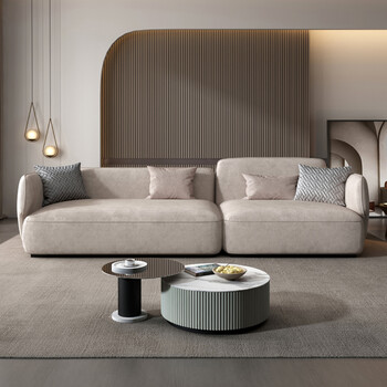 缔造空间轻奢麂皮绒科技布沙发客厅现代简约小户型直排磨砂布艺乳胶sf