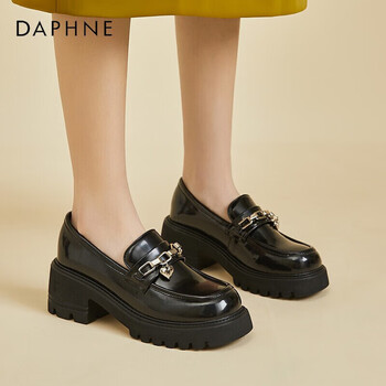 达芙妮daphne单鞋女春秋夏季牛皮英伦风玛丽珍小皮鞋增高乐福鞋一脚蹬