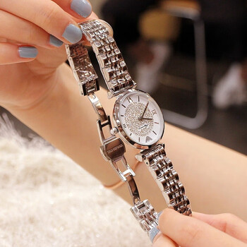 满天星手表女官方潮女士学生防水新款轻奢小众手表女款银色