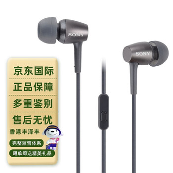 索尼（SONY） IER-H500A入耳式线控带麦有线耳机重低音炮男女通用耳机 灰黑色【+收纳盒】 官方标配