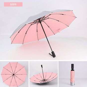 专用车载雨伞晴雨两用倒收折叠遮阳伞女钛银防晒全自动反向伞钛银粉