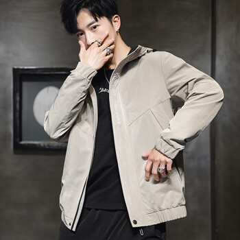 aemape夹克男秋季潮流休闲修身连帽外套男韩版帅气上衣男时尚运动男装