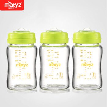 美泰滋 Matyz 玻璃储奶瓶3只装 宽口径母乳储存瓶 180ML MZ-0827新生儿 送贝亲转接头