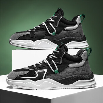 德尔惠(deerway)高帮男鞋冬季新款运动休闲鞋男士厚底增高板鞋软底