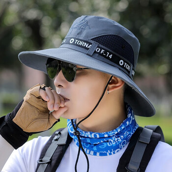 洛兔遮阳帽男士防晒帽渔夫帽男户外钓鱼帽登山帽15cm大帽檐迷彩透气速